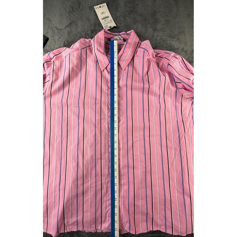 NWT Zara Womens XL Pink Striped Button Down Long Sleeve Layering Shirt - Picture 11 of 11
